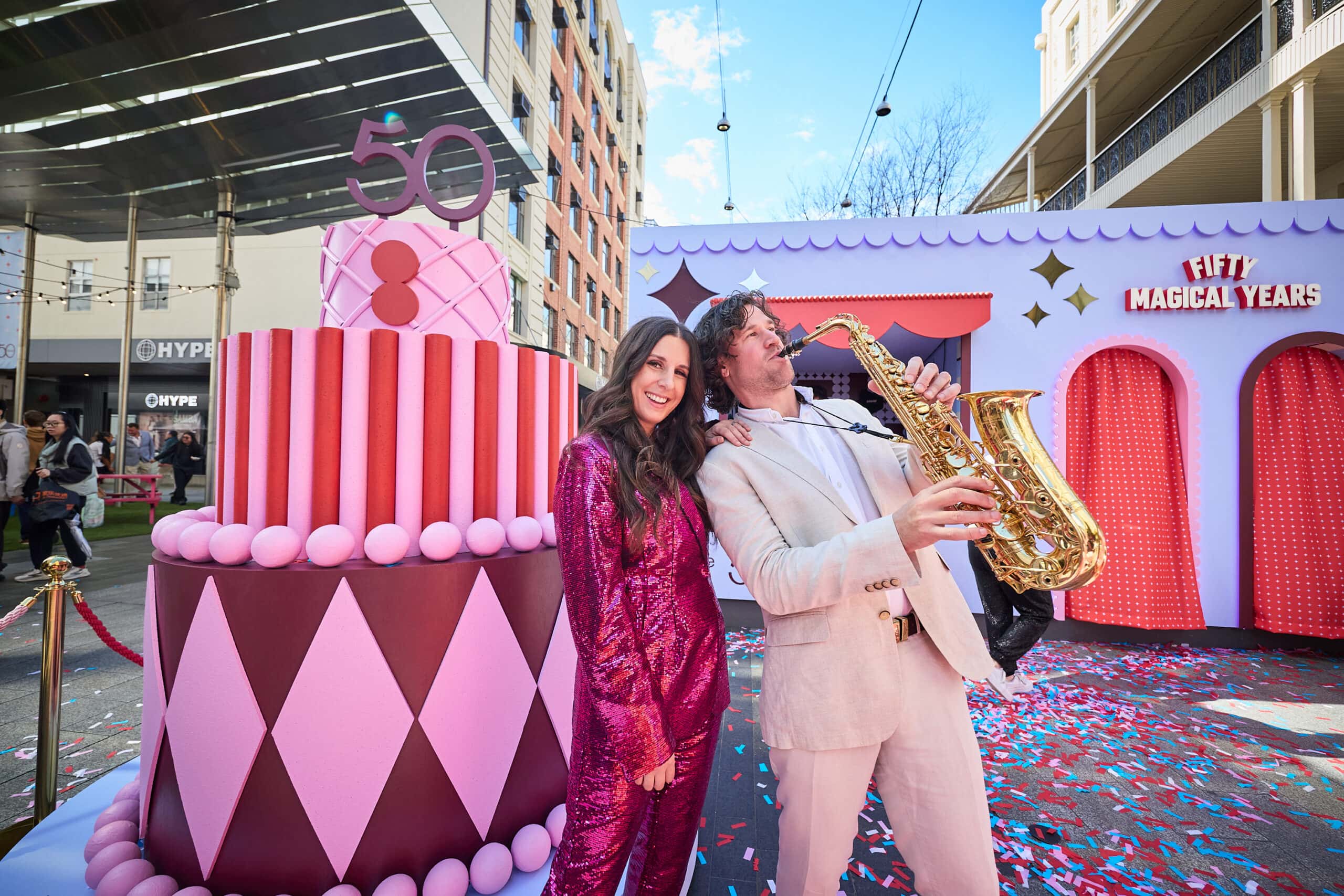 50th birthday celebrations in Rundle Mall in Adelaide.