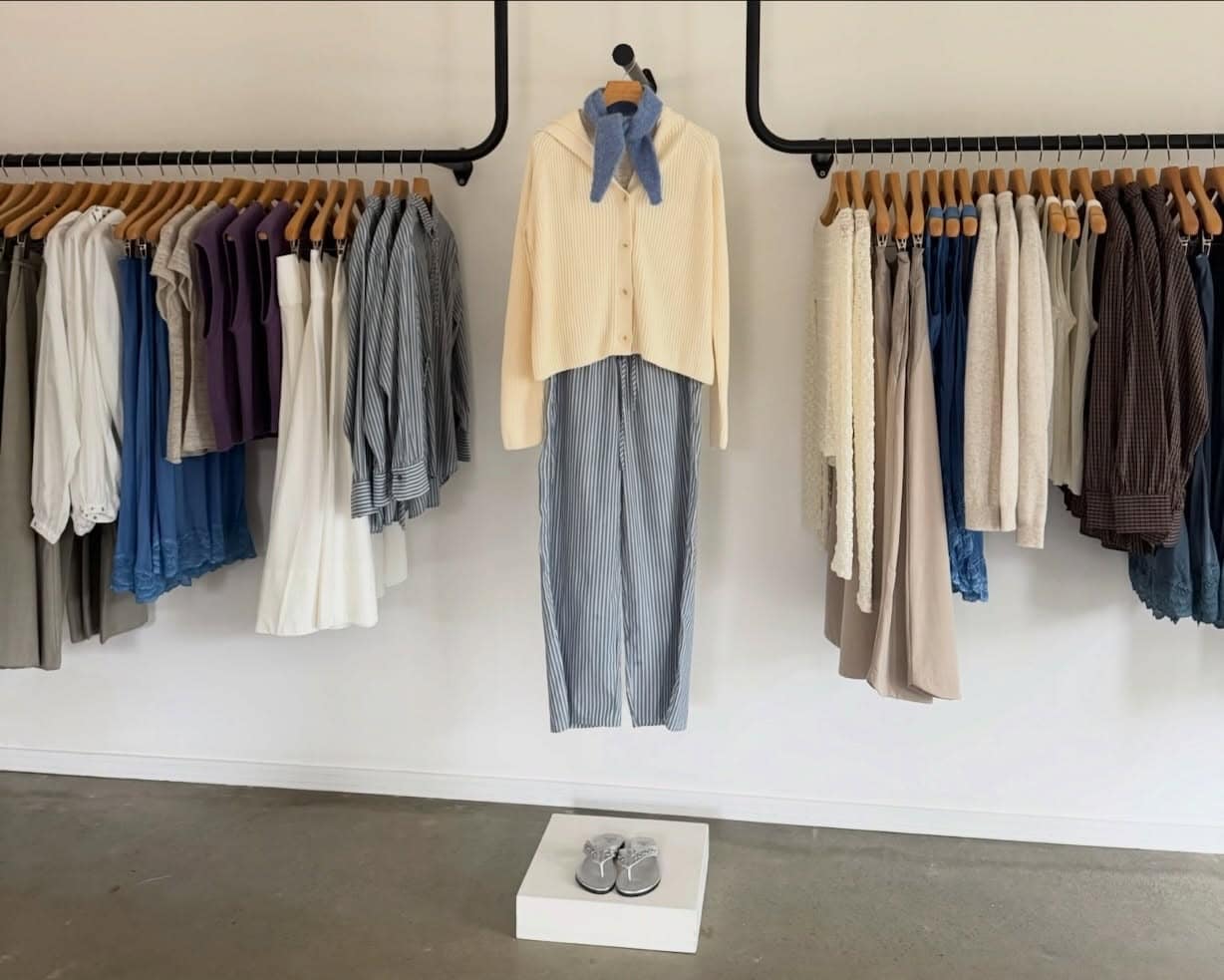 Racks of clothing at the Rowie The Label boutique in Byron Bay.
