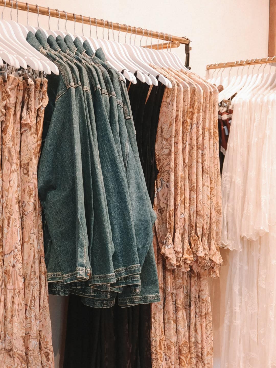Some clothing racks at spell boutique in Byron Bay.