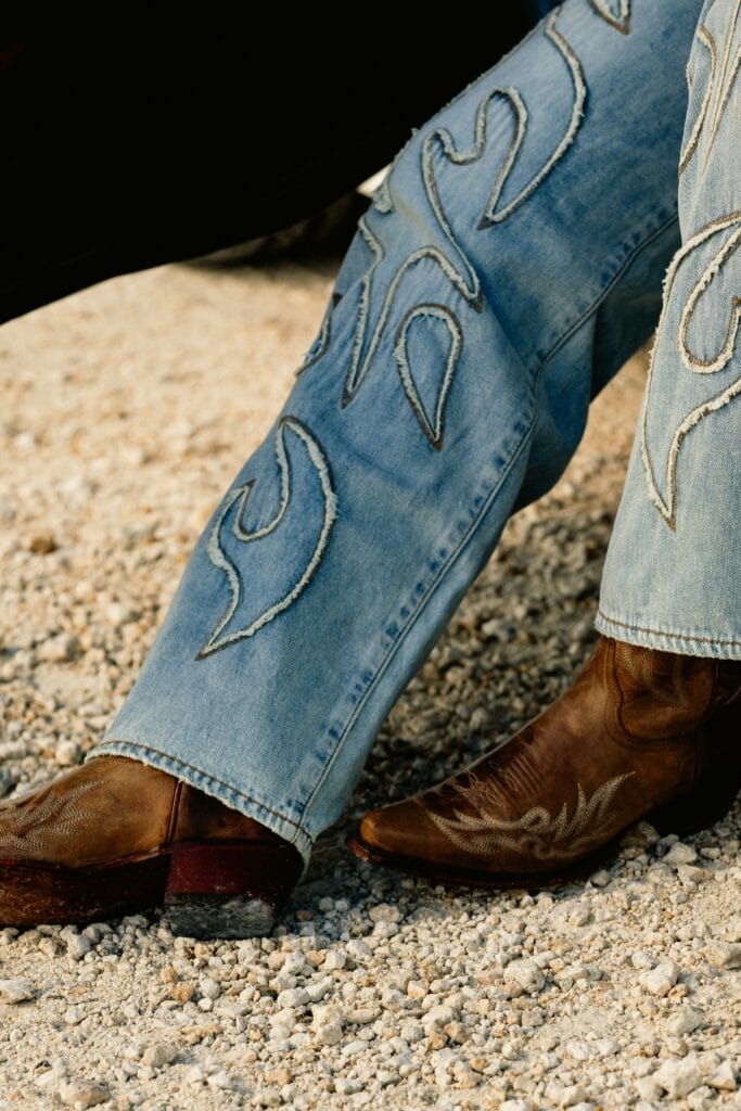 Cowboy boots and embroidered denim at line dancing event Gang Gang Canberra ACT