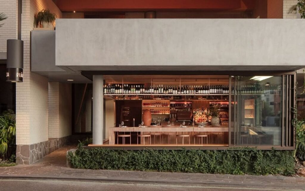 The exterior of the open Italian restaurant Bianca in Brisbane.