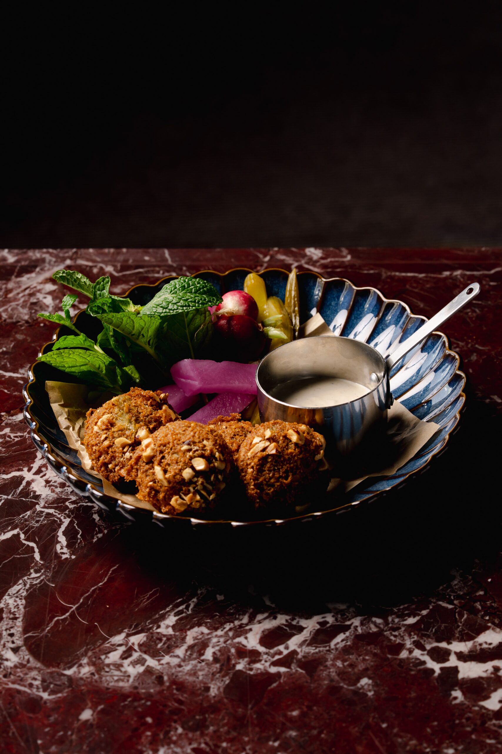 Falafel with mint, pickles and tahini at Zanobia Barangaroo Sydney