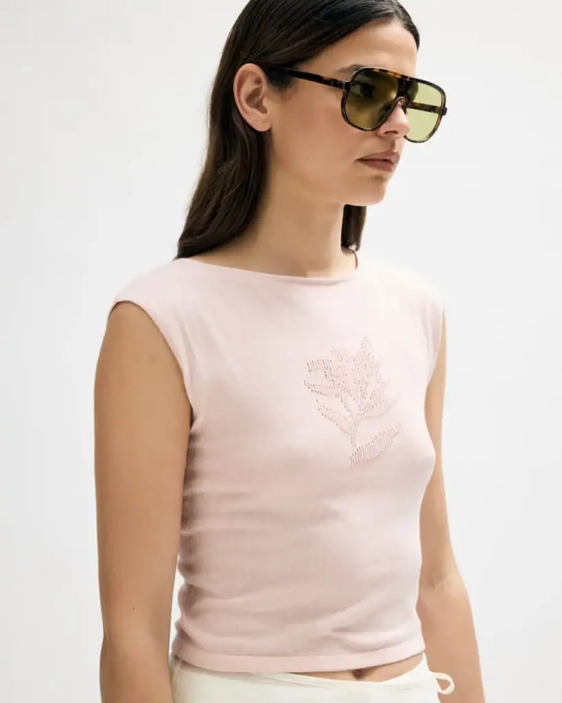 Minima Esenciales Rhea Organic Cotton Pointelle Knit Tank