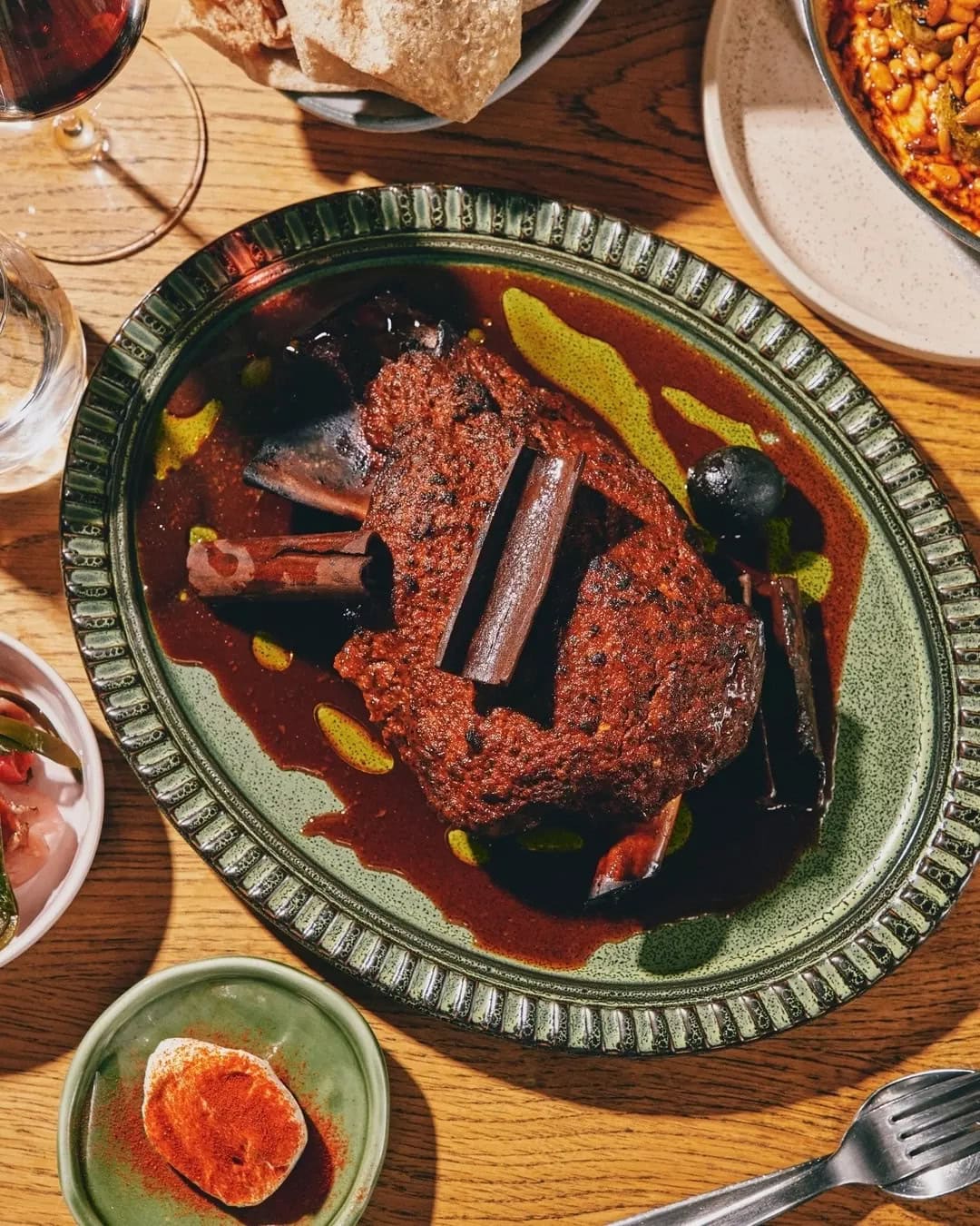 The colourful plated lamb shoulder at Watermans in Barangaroo.