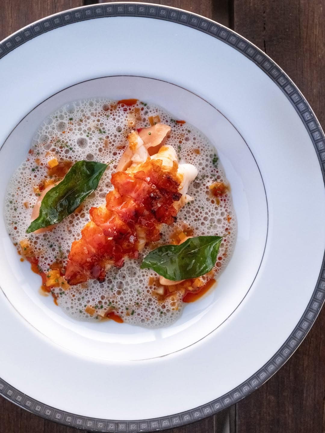 A close up bowl of marron at Lumi Dining in Pyrmont.