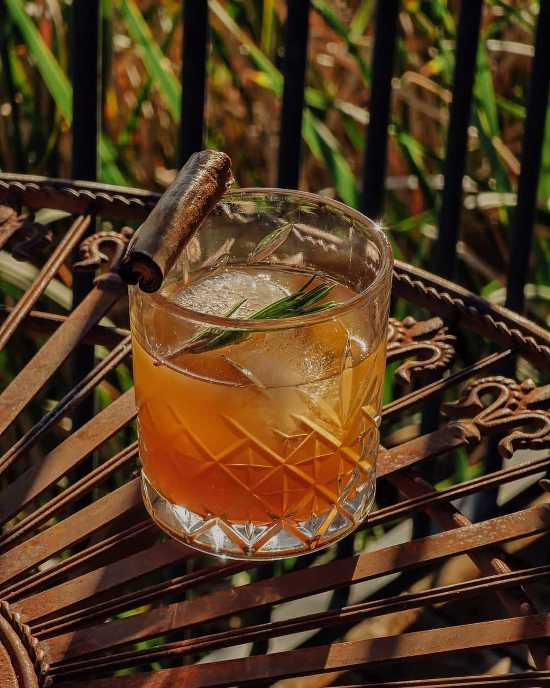 An old-fashioned cocktail sitting on a table at Pipeclay Pumphouse.