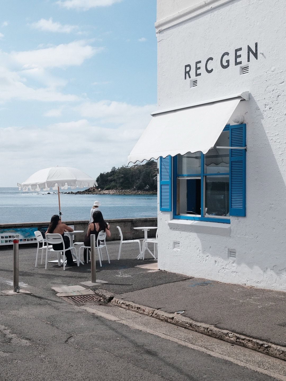 REC GEN cafe shopfront with waterfront seating at Manly Sydney