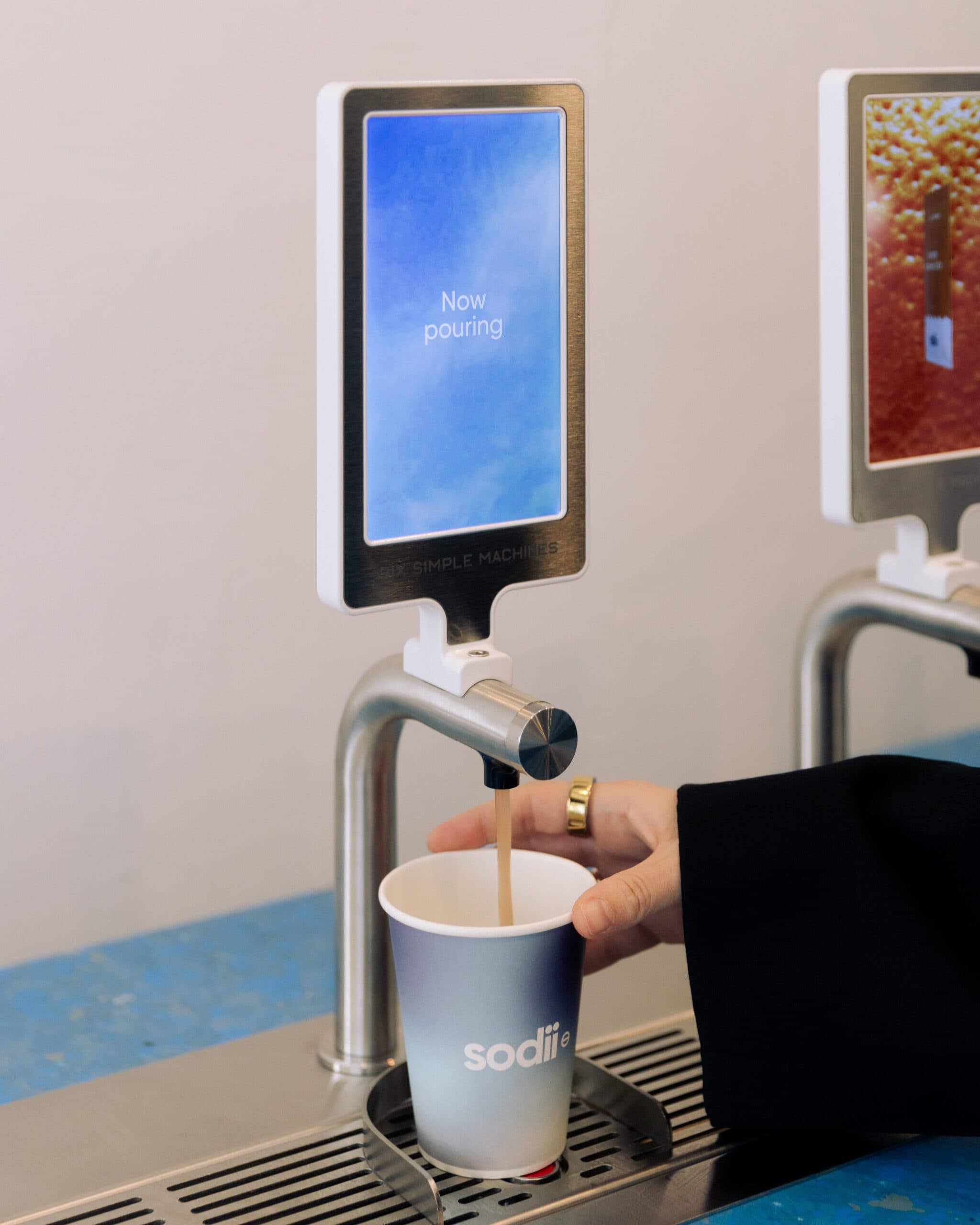 Sodii on tap dispenser pouring drink into cup at Paddington Sydney pop-up