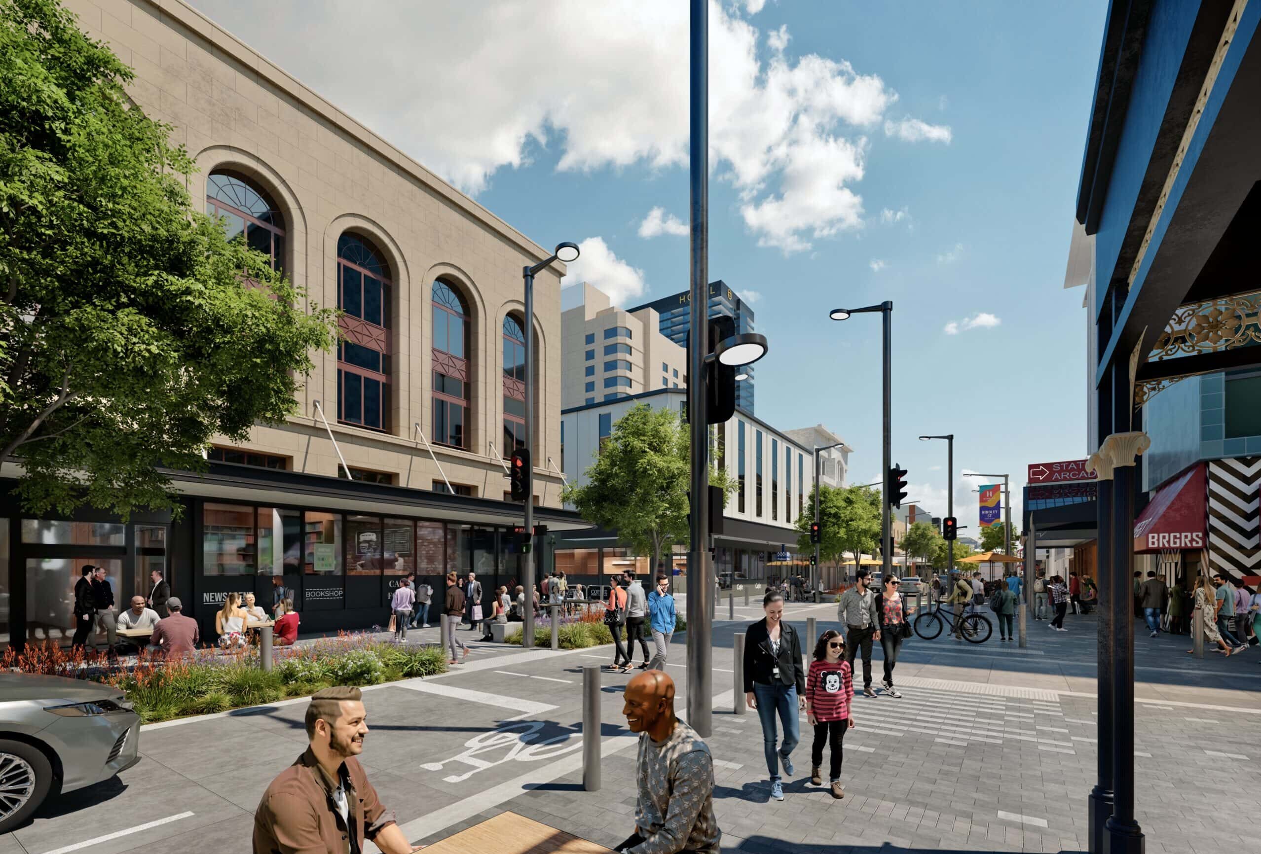 Render of proposed Hindley Street $50M renovations.