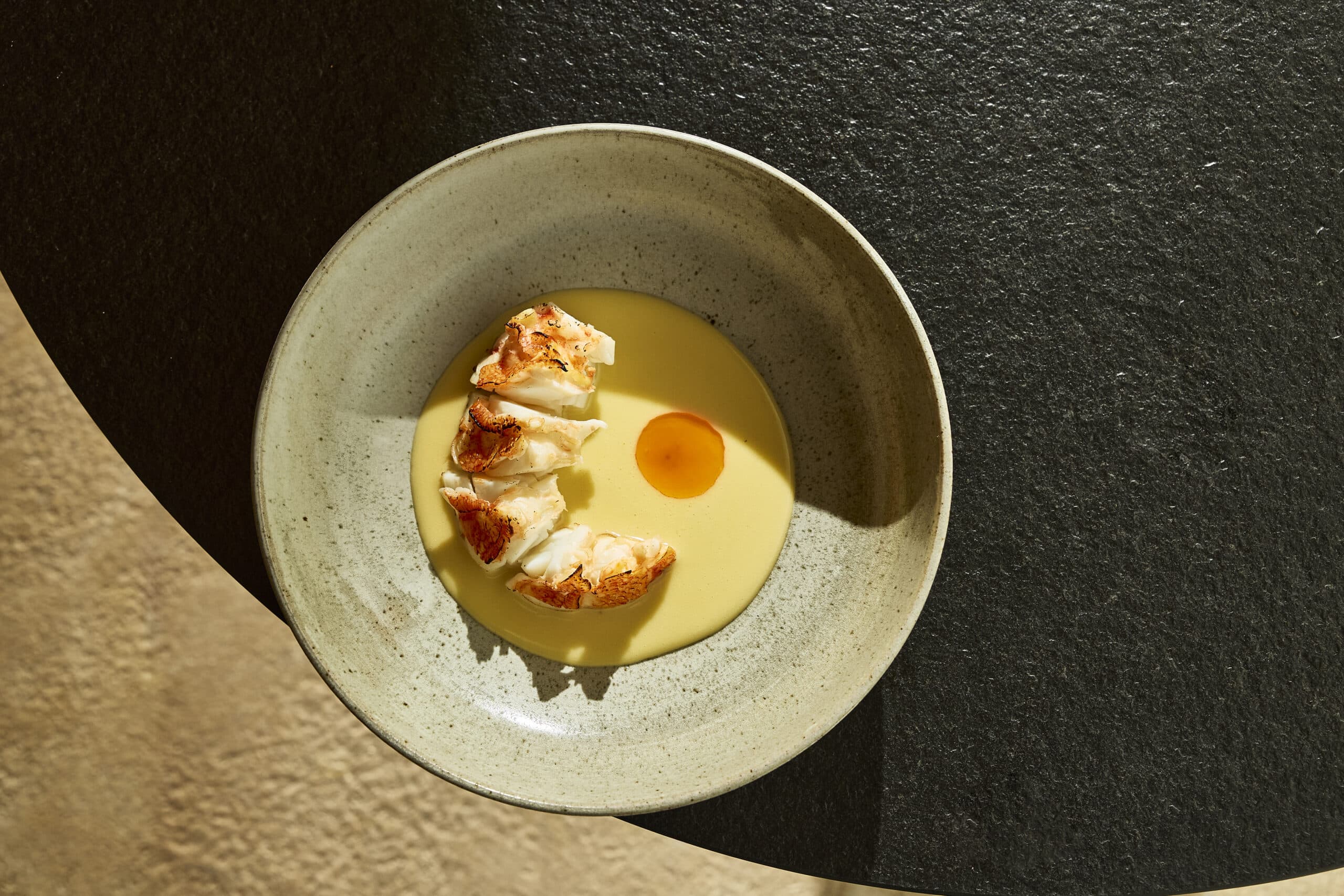 Ferguson Rock Lobster, Koji Butter, Roasted Garlic & Kombu Vinegar at Orleana Restaurant at Kingsford The Barossa.