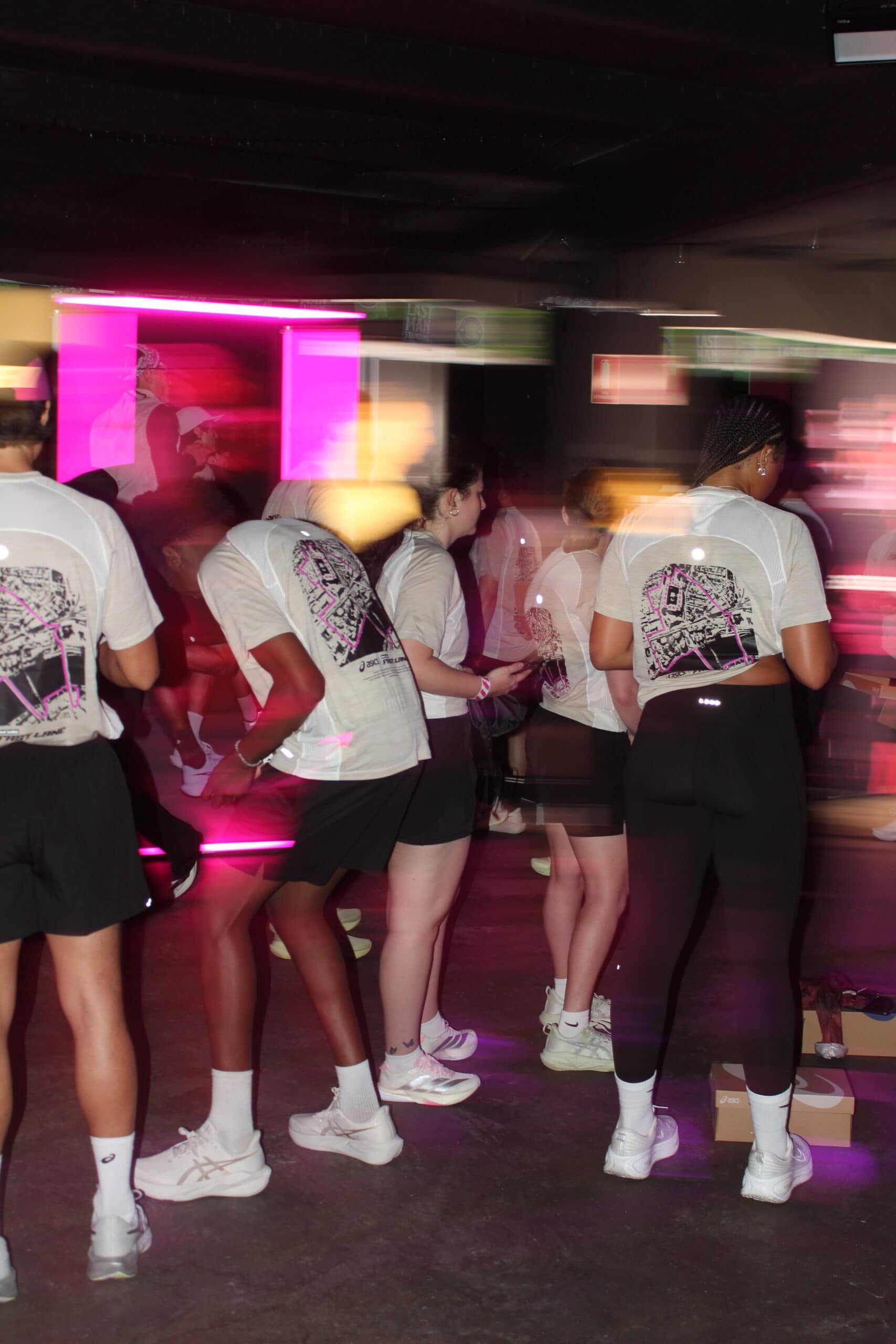 Runners taking part in Foot Locker Fast Lane, powered by ASICS, at Suncorp Stadium in Brisbane.