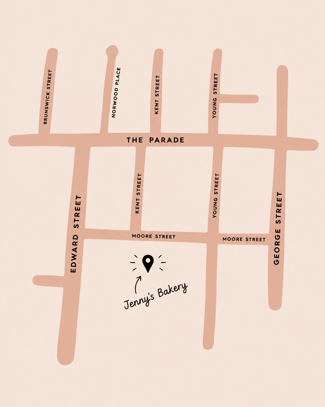 ROAM Adelaide Pop-Up Map for Jenny's Bakery.