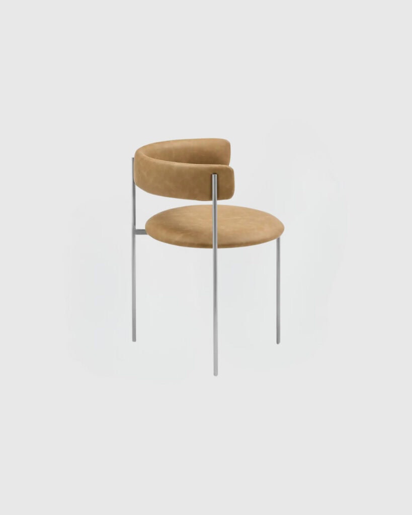 MCM House Tan Bellino Dining Chair Stainless Steel Legs