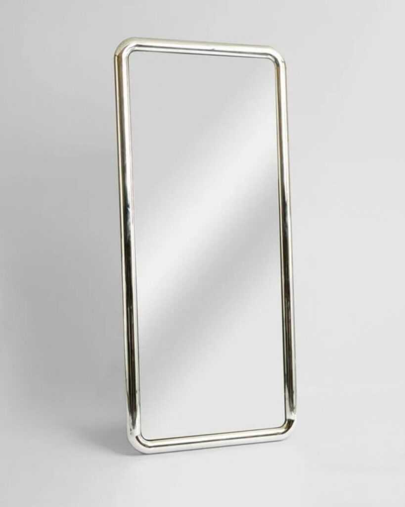 chrome floor mirror from beon with rounded corners
