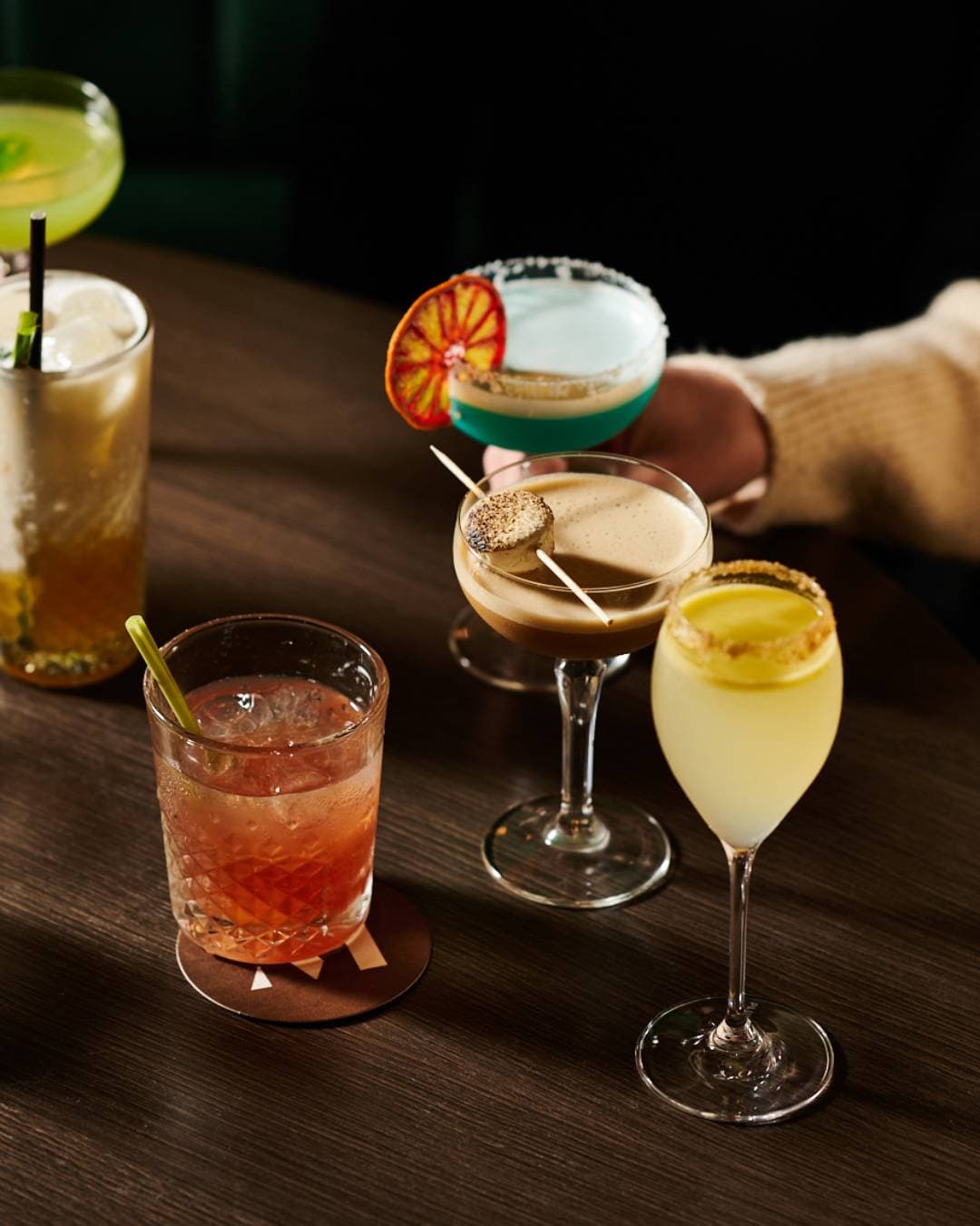 Colourful cocktails at Midnight Bar in Canberra.