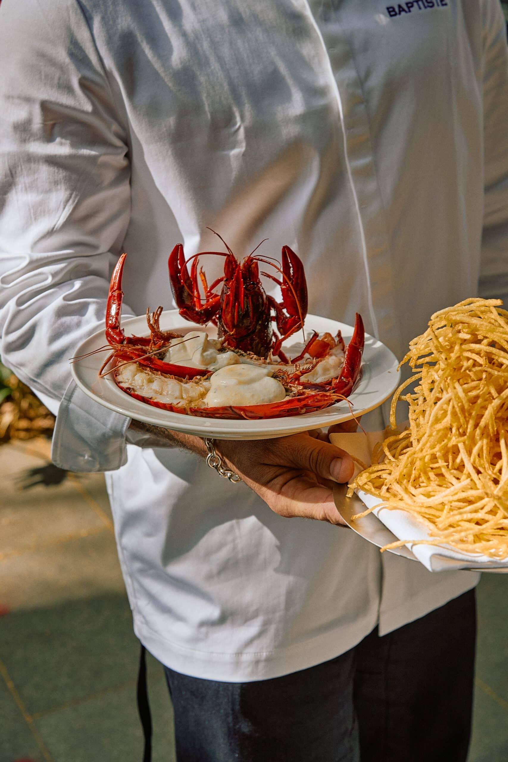 Crayfish dish with fries at Baptiste Redfern Sydney