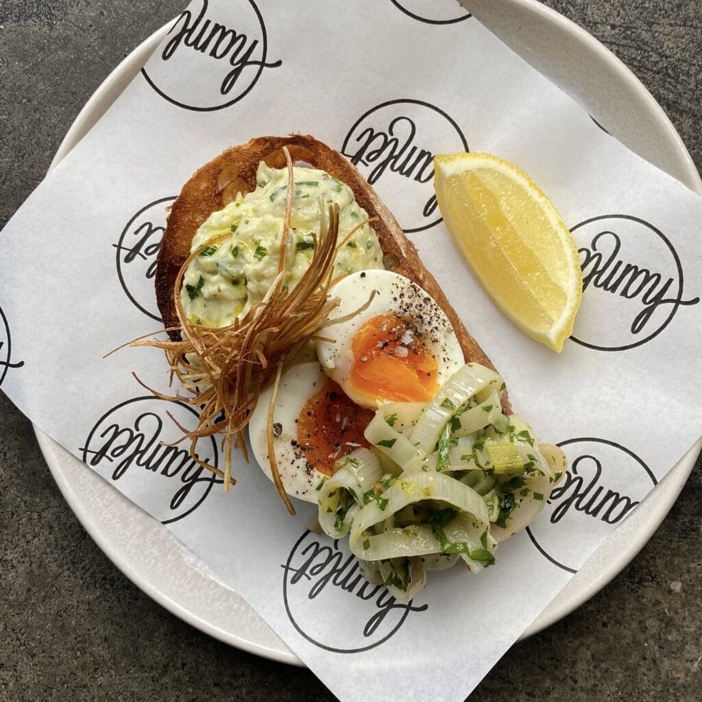 Delicious egg brunch dish at Hamlet cafe in Hobart