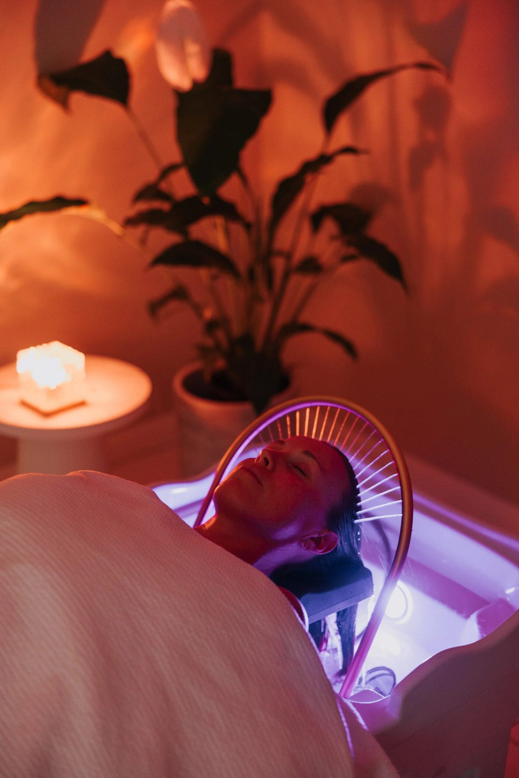 Head spa LED light therapy treatment at Head Spa Haus Sutherland Shire