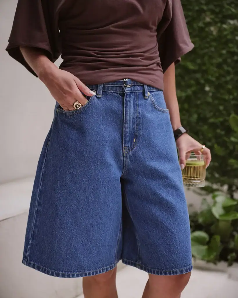Ceres Life Olive Belted Denim Short