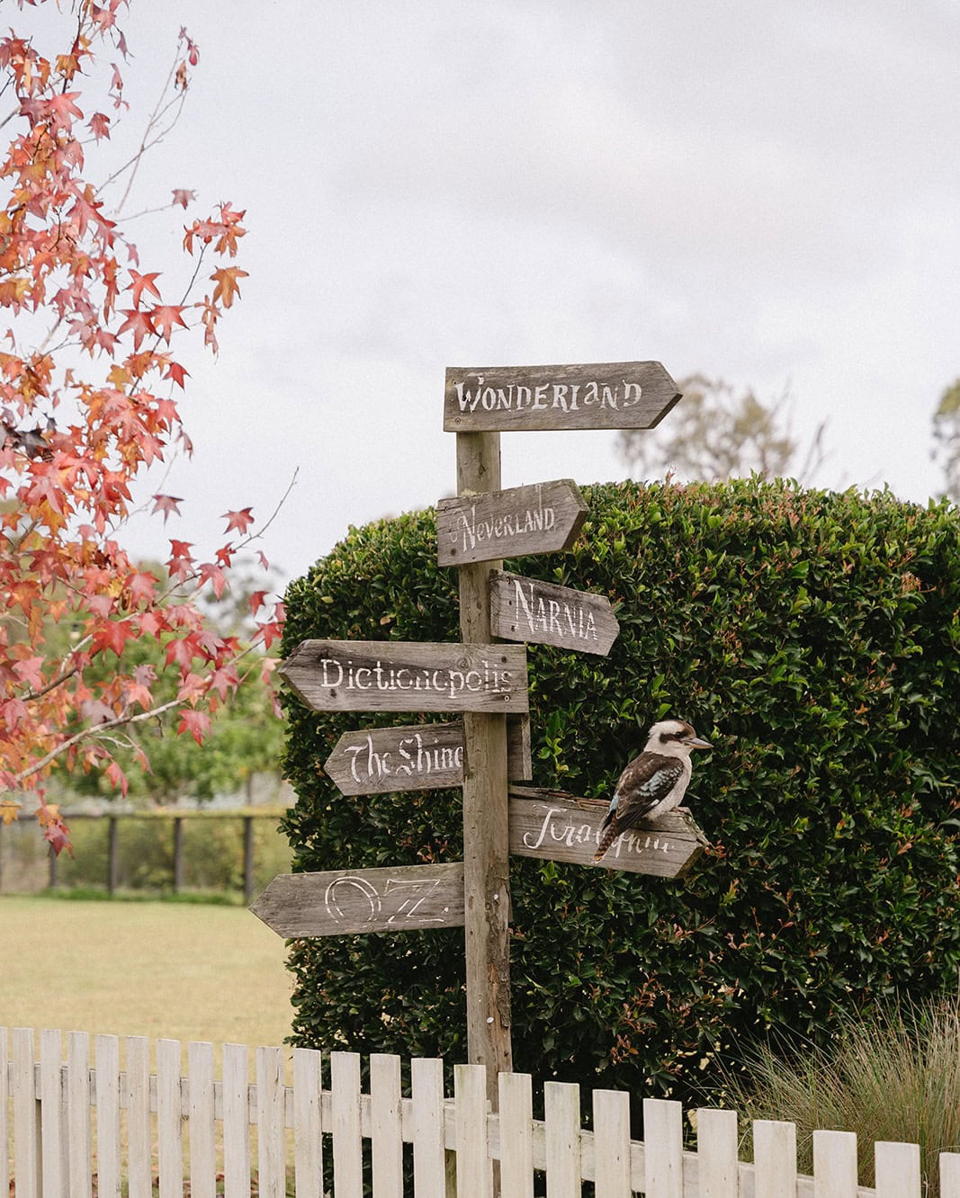Venue signage at The Woods Farm in Jervis Bay.