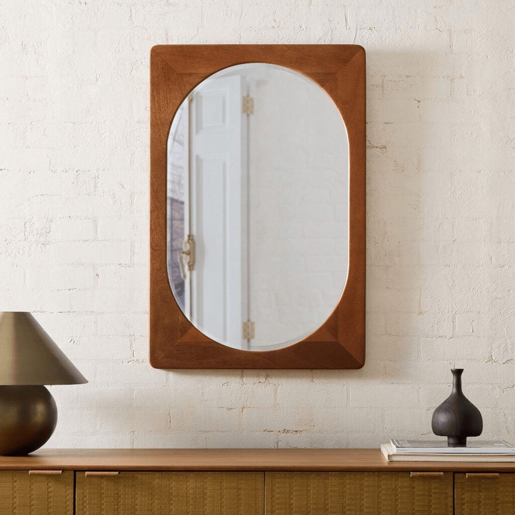 Brown west elm wall mirror