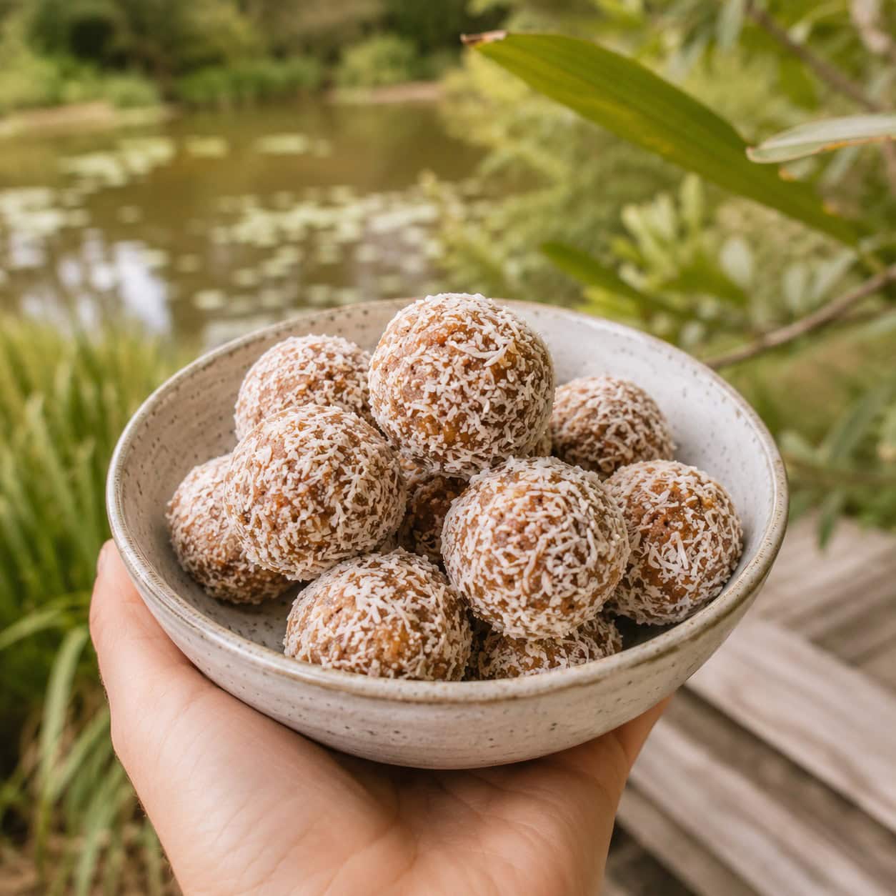 A bowl of bliss balls at Billabong Retreat.