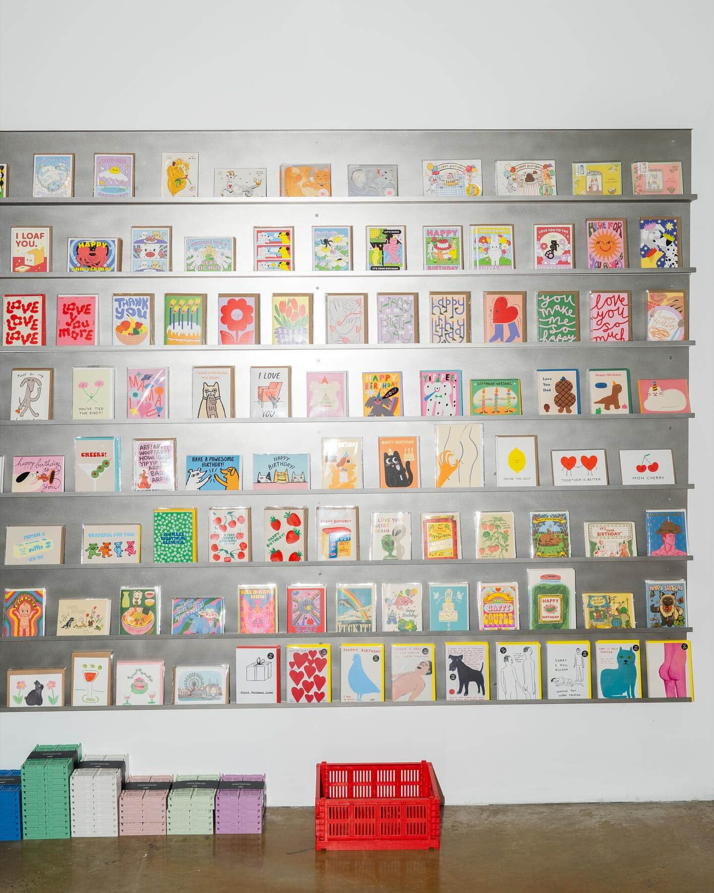 A wall of greeting cards at Hands which has store in Newtown & Paddington.