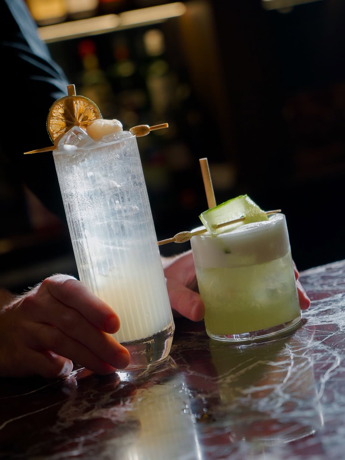 Two cocktails from Pavilion Dining in Brisbane.