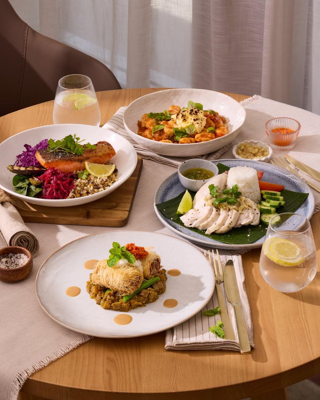 A spread of healthy dishes from Elysia Wellness Retreat in NSW.