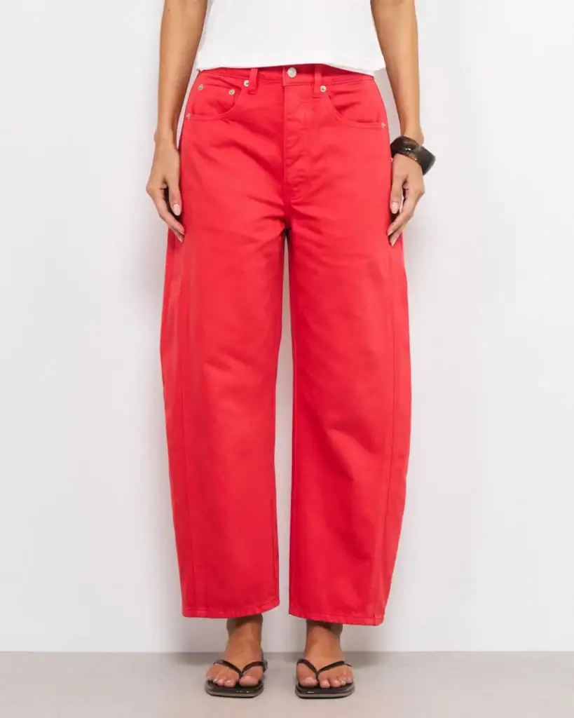 Aere Mid Rise Barrel Leg Jeans