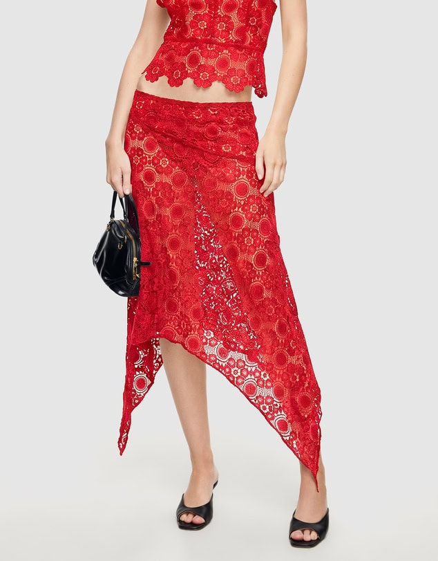 Lioness Trophy Midi Skirt Rouge