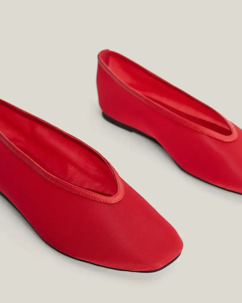Witchery Petra Mesh Flats Scarlet