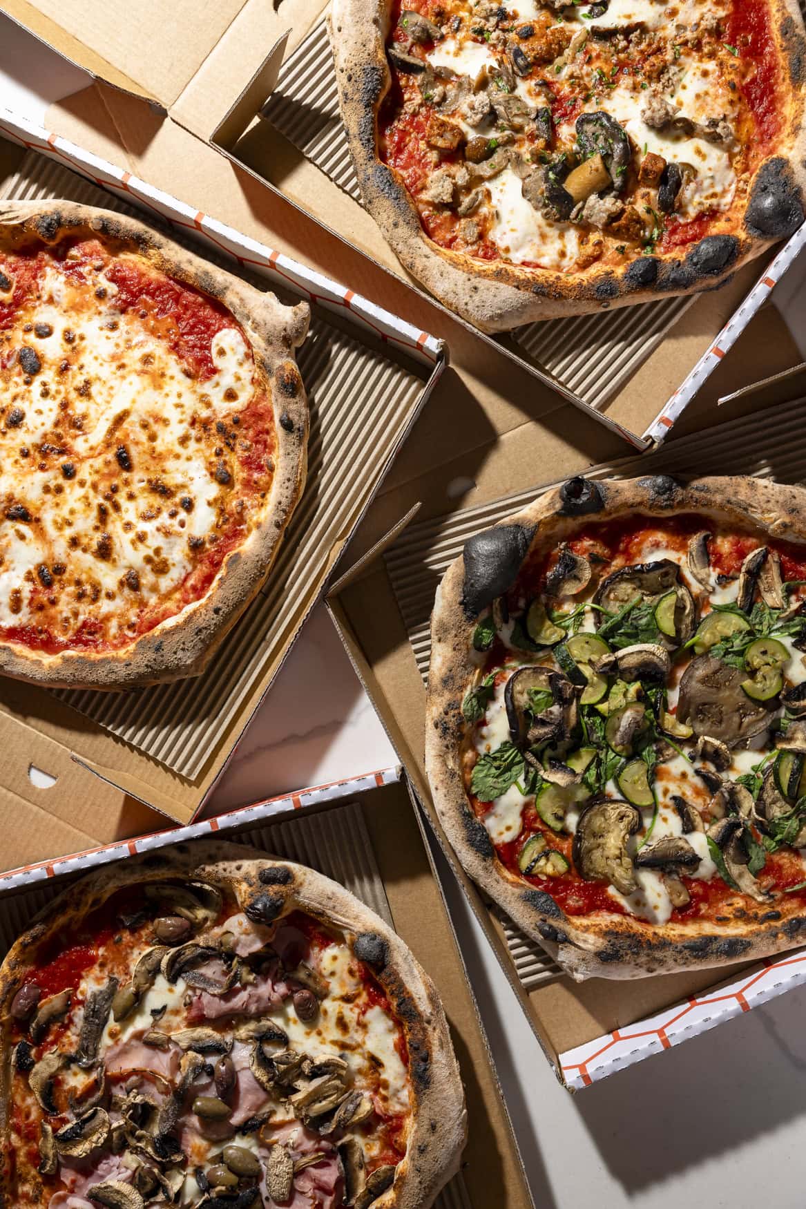 Selection of takeaway pizzas from Shop 225 Melbourne