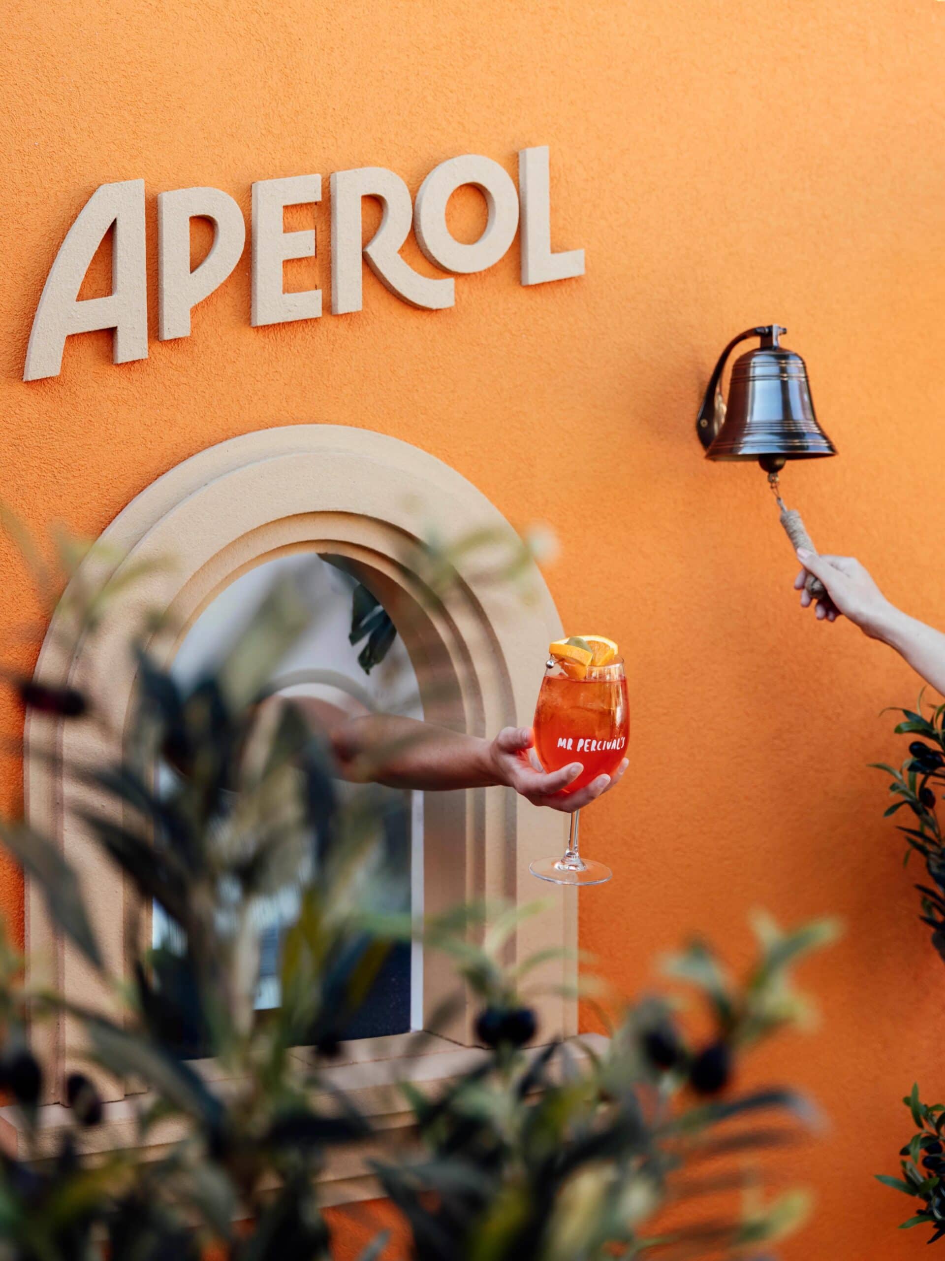 The pop-up Aperol spritz window at Mr Percivals.