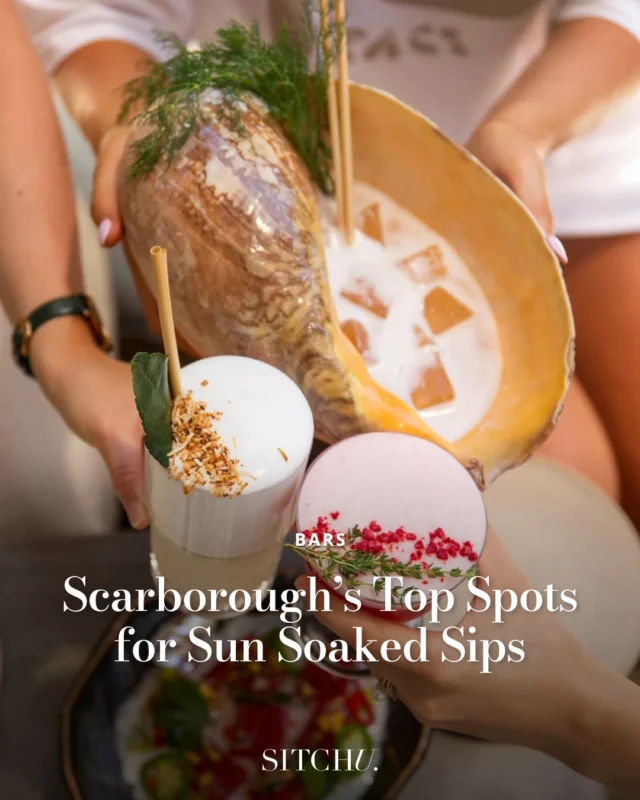 Explore the best bars in Scarborough, a coastal paradise. Each of these spots offer unique drinks and stunning views that capture the essence of laid-back beach life. Tap the link in our bio for the full list!