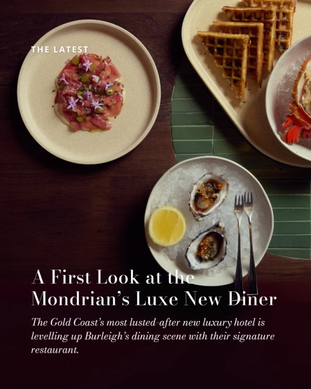 Blending homegrown favourites with nostalgic flavours, this new restaurant is set to become quintessential Burleigh dining. Designed to shift with you throughout the day, the venue stretches over a third-floor dining room, pool club, private cabanas and a sunset bar. ⁠
⁠
Expect fresh seafood from the Northern Rivers and Eastern seaboard, and a raw bar with chilled bites perfect for those warm summer days. 🦪⁠
⁠
Discover more via the link in our bio.⁠