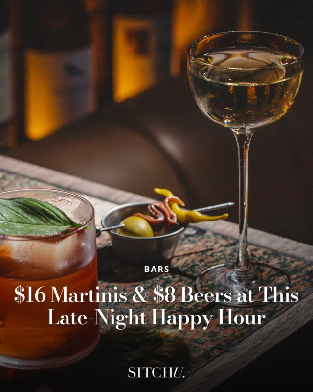 Late-night sips just got a major upgrade. This moody bar in the CBD is pouring $16 house martinis and their signature cocktail (hello, spiced pineapple + mint) every night from 10:30pm, plus $8 Estrella beers to keep the good vibes flowing 🍸️🍺⁠
⁠
Link in bio for all the details